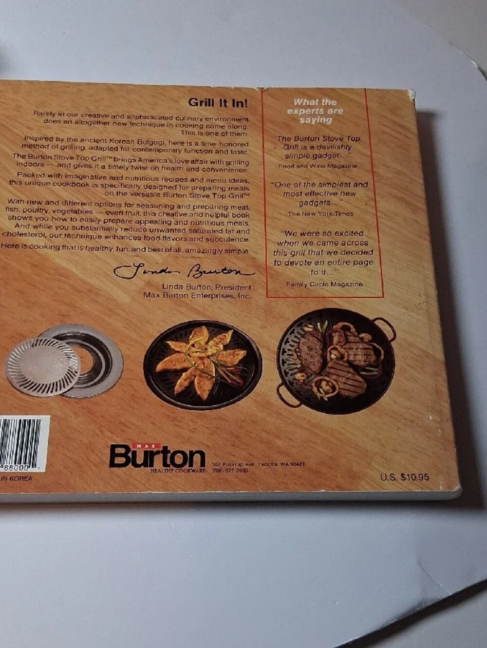 Burton Stovetop Grill Cookbook with Black Grill Image